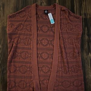 bobeau Open Front Knit Cardigan in Rust